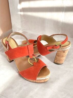 Coach Valeann Sandals Coral Suede Platform